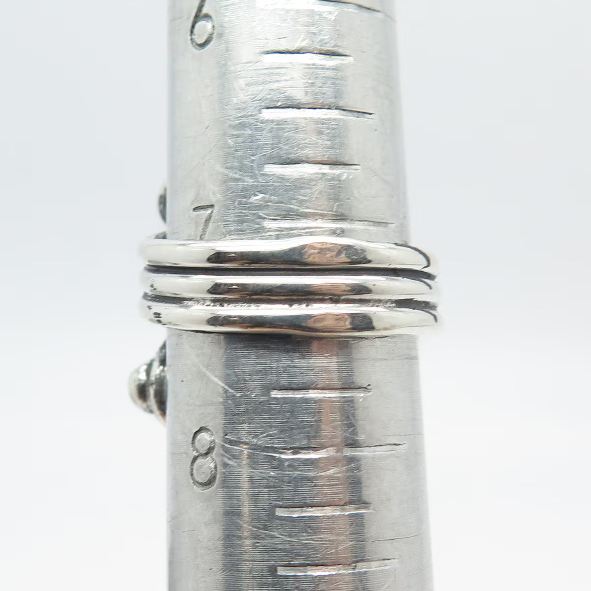 925 Sterling Silver Vintage Modernist Oxidized Adjustable Ring Size 7.5