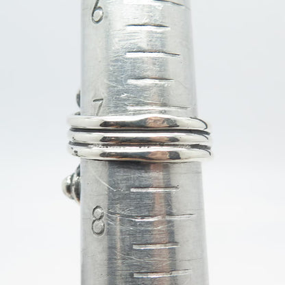 925 Sterling Silver Vintage Modernist Oxidized Adjustable Ring Size 7.5