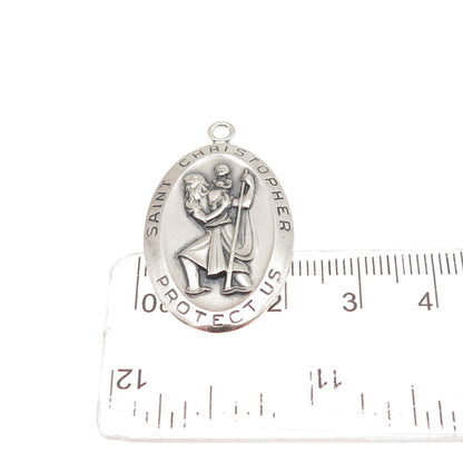 ELCO 925 Sterling Silver Vintage St. Christopher Medal Charm Pendant