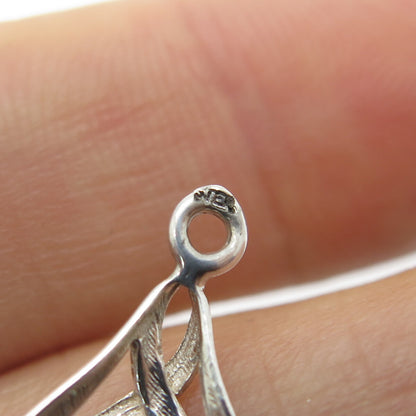 925 Sterling Silver Vintage Real Amber Infinity Knot Minimalist Pendant