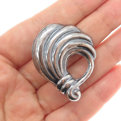 925 Sterling Silver Vintage Mexico Modernist Oxidized Pin Brooch
