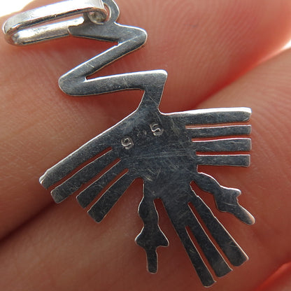 925 Sterling Silver Vintage Modernist Stork Bird Charm Pendant