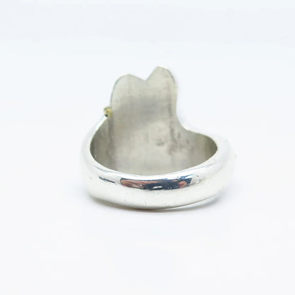 925 Sterling Silver 2-Tone Vintage Ribbed Twisted Ring Size 8.25