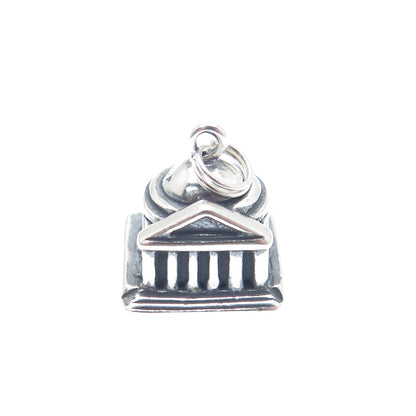 SHUBE Sterling Silver Vintage Thomas Jefferson Memorial Mini 3D Charm Pendant