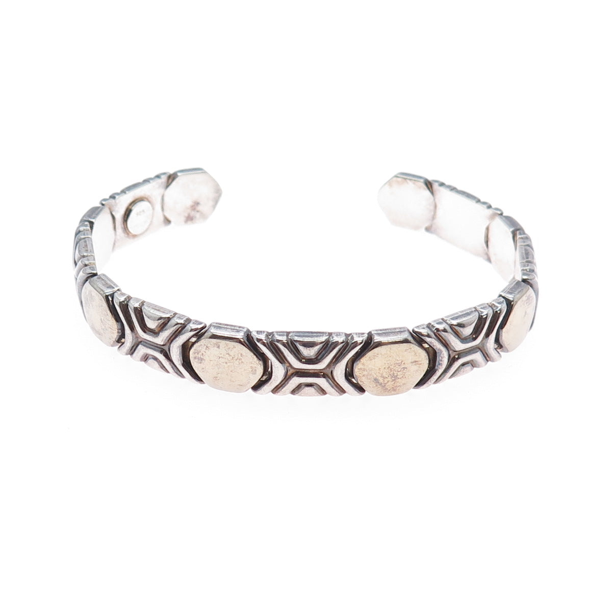 925 Sterling Silver Vintage PR Italy Modernist Oxidized Adjustable Bracelet 8"