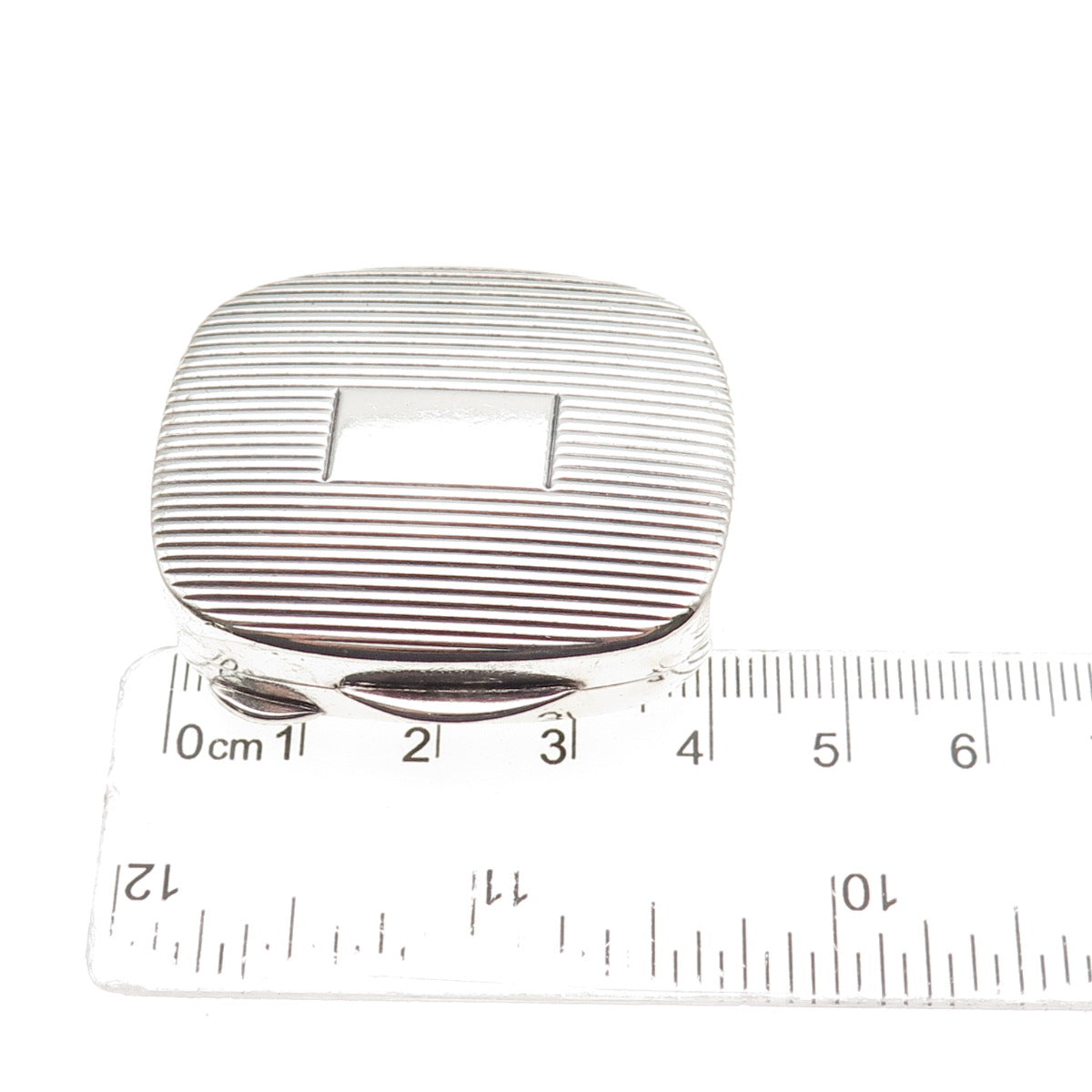 TIFFANY & CO. 925 Sterling Silver Vintage Italy Ribbed Oxidized Pill / Snuff Box