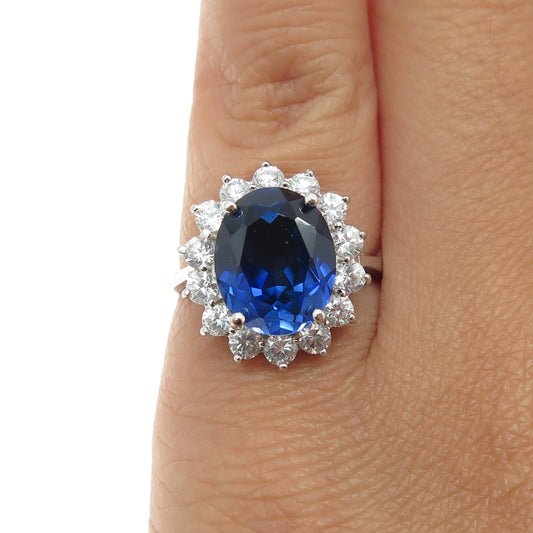 BGE Bradford 925 Sterling Silver Lab-Created Blue & White Sapphire Ring Size 5