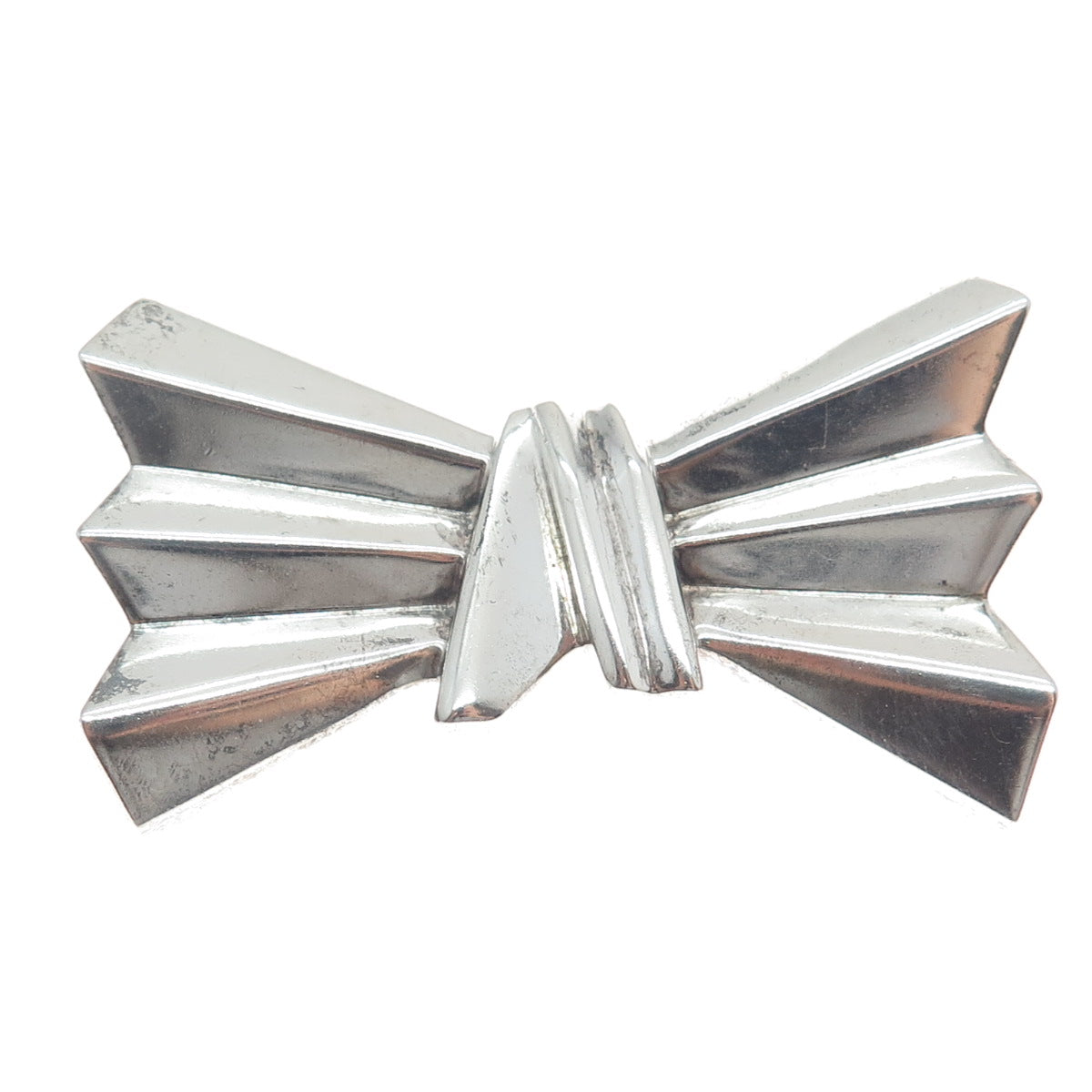 925 Sterling Silver Vintage DND Modernist Bow Pin Brooch