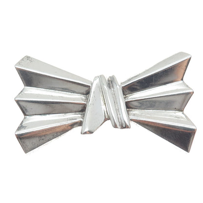 925 Sterling Silver Vintage DND Modernist Bow Pin Brooch