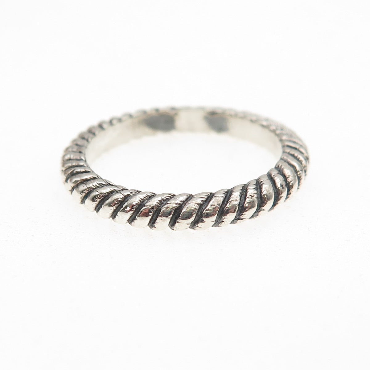 925 Sterling Silver Vintage Ribbed Oxidized Band Ring Size 6.75