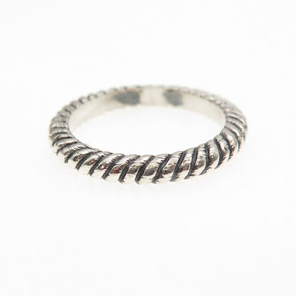 925 Sterling Silver Vintage Ribbed Oxidized Band Ring Size 6.75