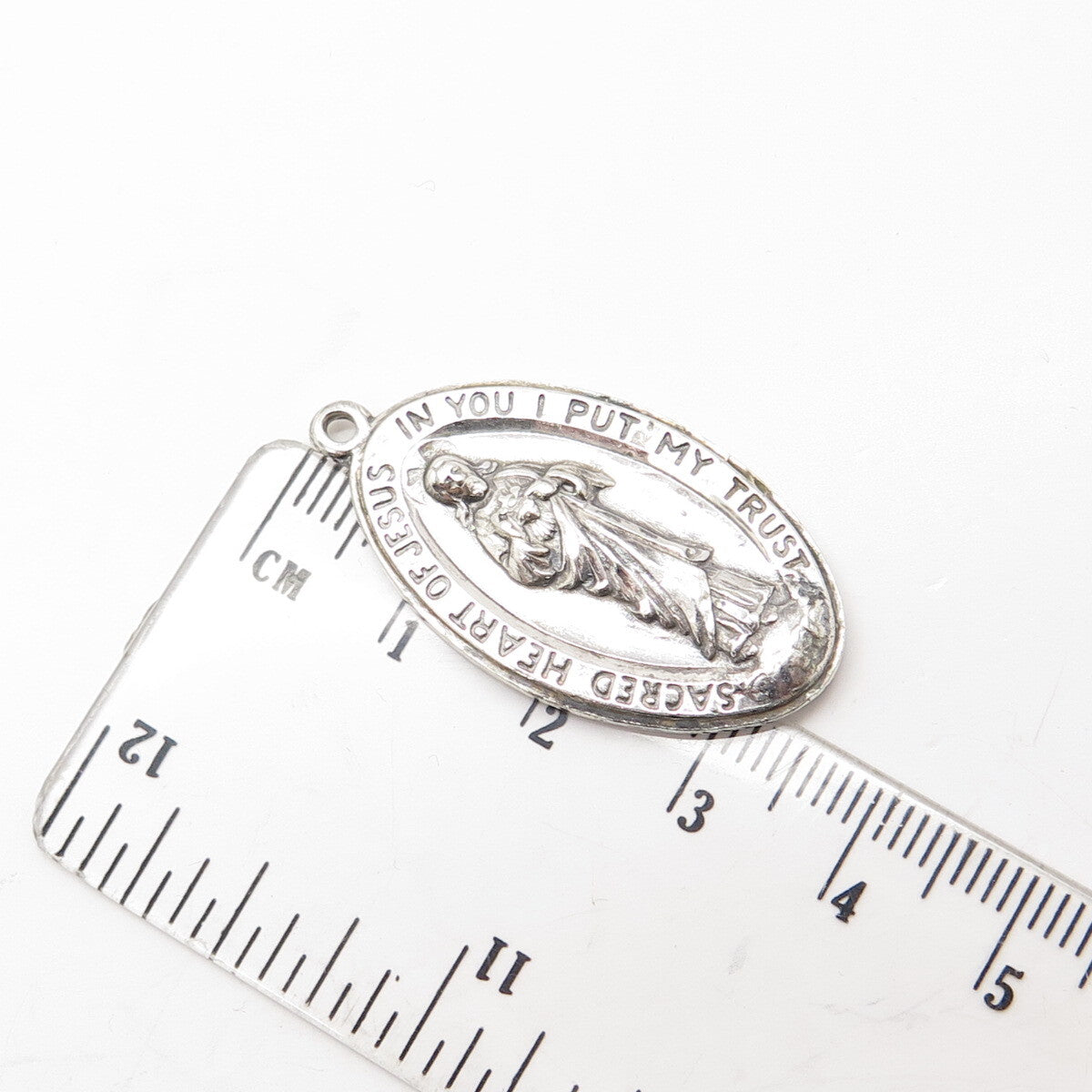 925 Sterling Silver Antique Art Deco Jesus Religious Theme Pendant