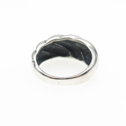 CELLINI 925 Sterling Silver Vintage Modernist Ribbed Oxidized Ring Size 5.25