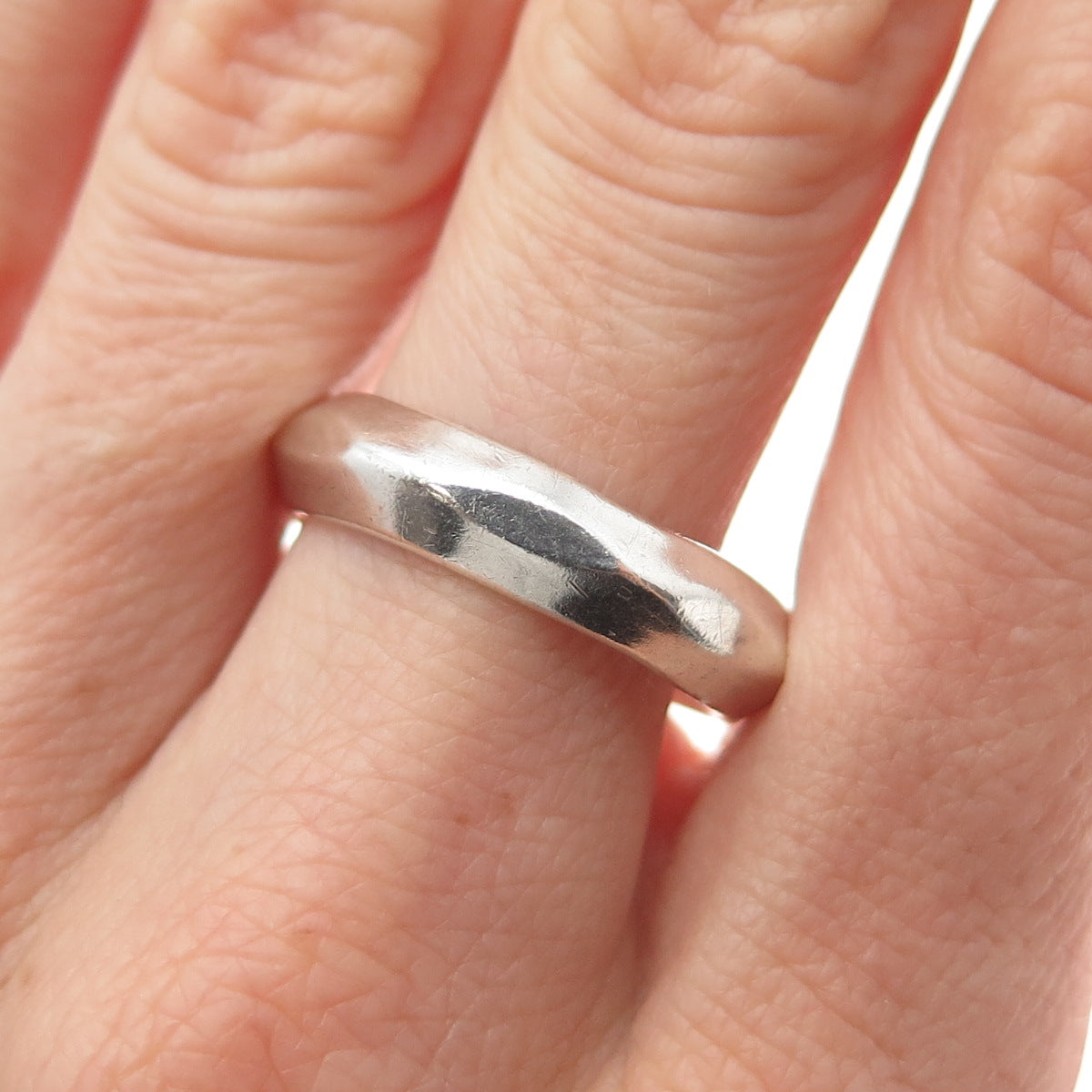 925 Sterling Silver Vintage Modernist Band Ring Size 9.25