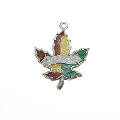 BREADNER CO. 925 Sterling Antique Enamel Montreal Maple Leaf Minimalist Pendant