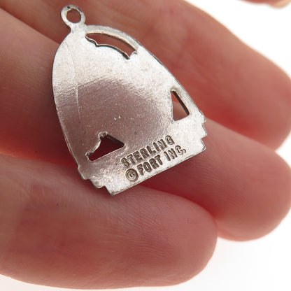 Fort Inc. Sterling Silver Vintage Enamel 1776-1976 Bicentennial Charm Pendant