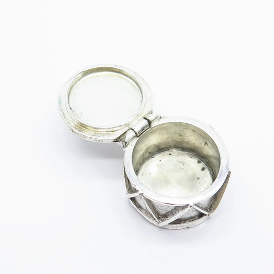 925 Sterling Silver Vintage Drum Musical instrument Locket Pendant