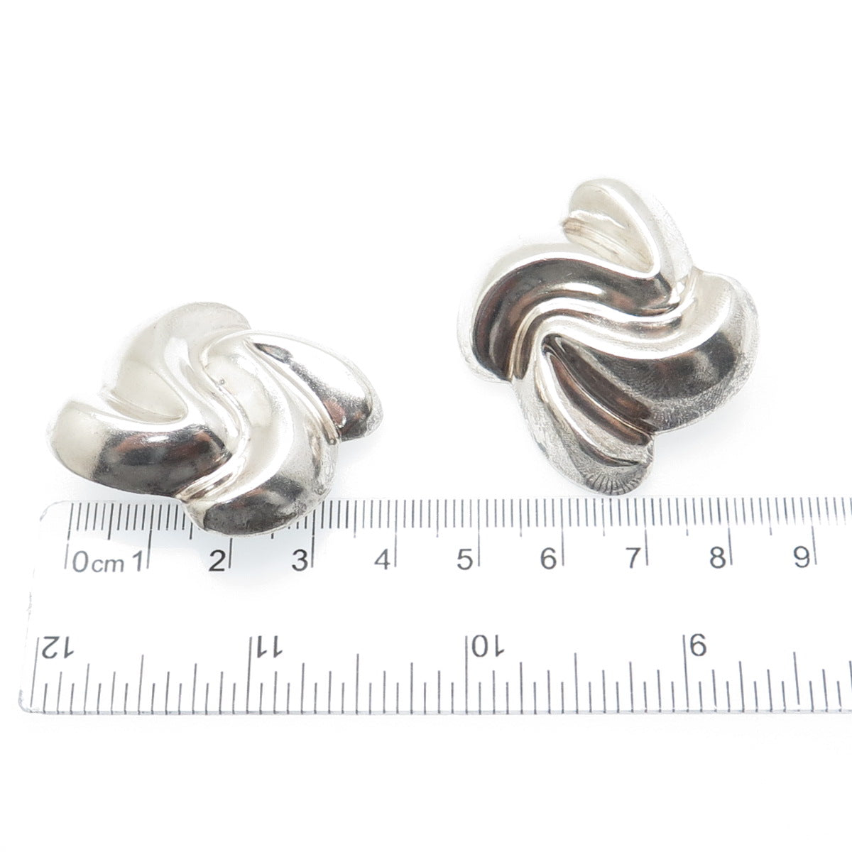 DULCE 925 Sterling Silver Vintage Mexico Modernist Clip On Earrings
