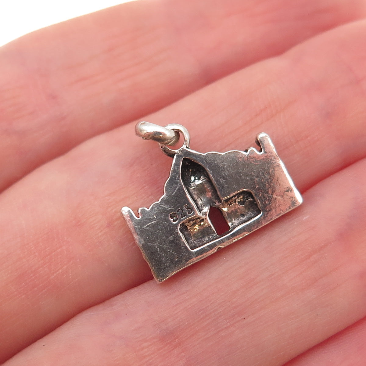 925 Sterling Silver Vintage Taj Mahal Oxidized Charm Pendant