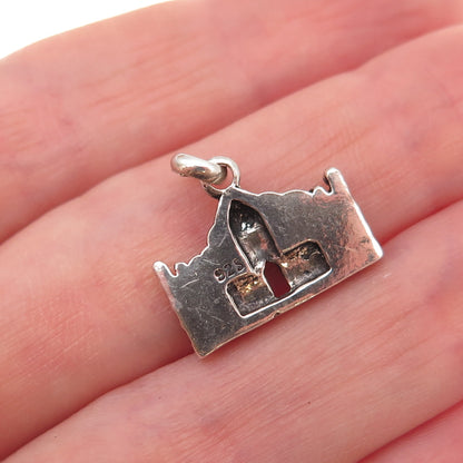 925 Sterling Silver Vintage Taj Mahal Oxidized Charm Pendant