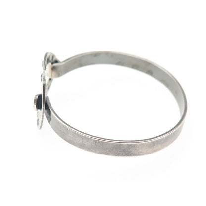 925 Sterling Silver Vintage Horseshoe Hook & Eye Oxidized Bangle Bracelet 5.75"