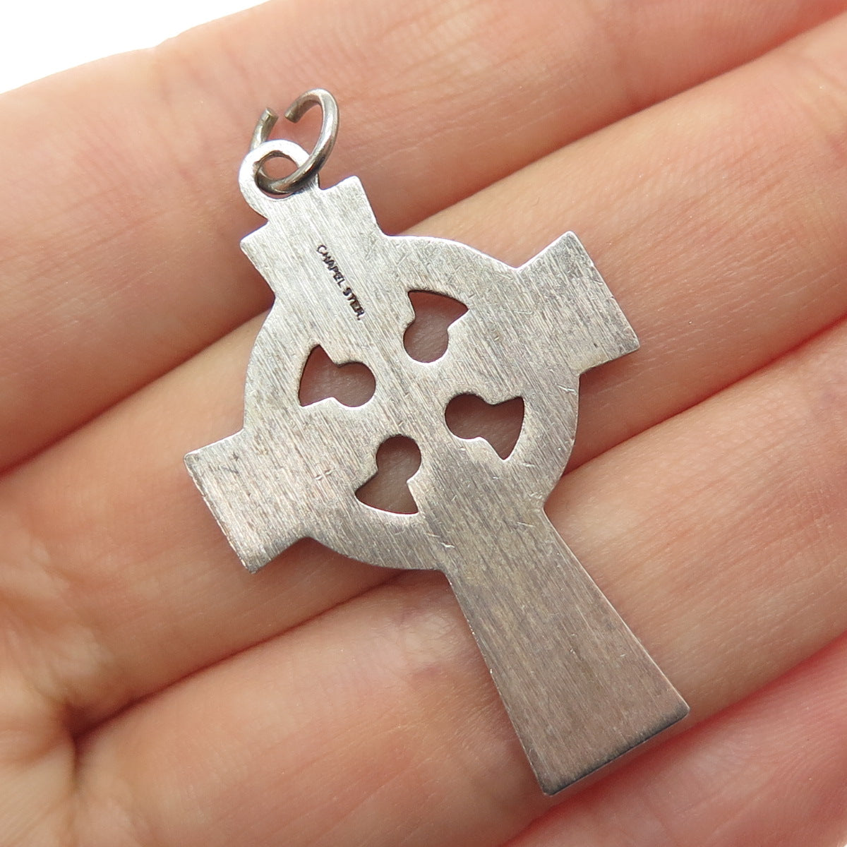 CHAPEL 925 Sterling Silver Vintage Celtic Cross Oxidized Charm Pendant