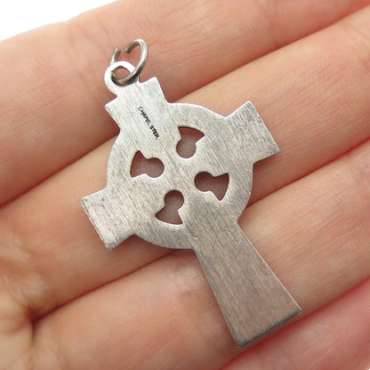 CHAPEL 925 Sterling Silver Vintage Celtic Cross Oxidized Charm Pendant