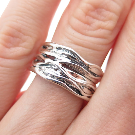 HAGIT GORALI Sterling Silver Vintage Israel Modernist Nest Band Ring Size 6.25