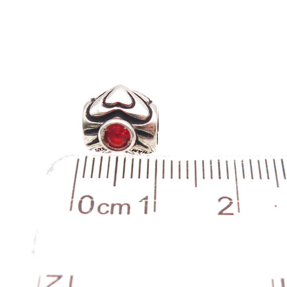Chamilia 925 Sterling Silver Red C Z January Birthstone Heart Slide Bead Charm