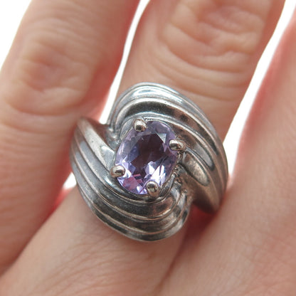 MONICA JAIN 925 Sterling Silver Vintage Real Amethyst Oxidized Ring Size 6.25