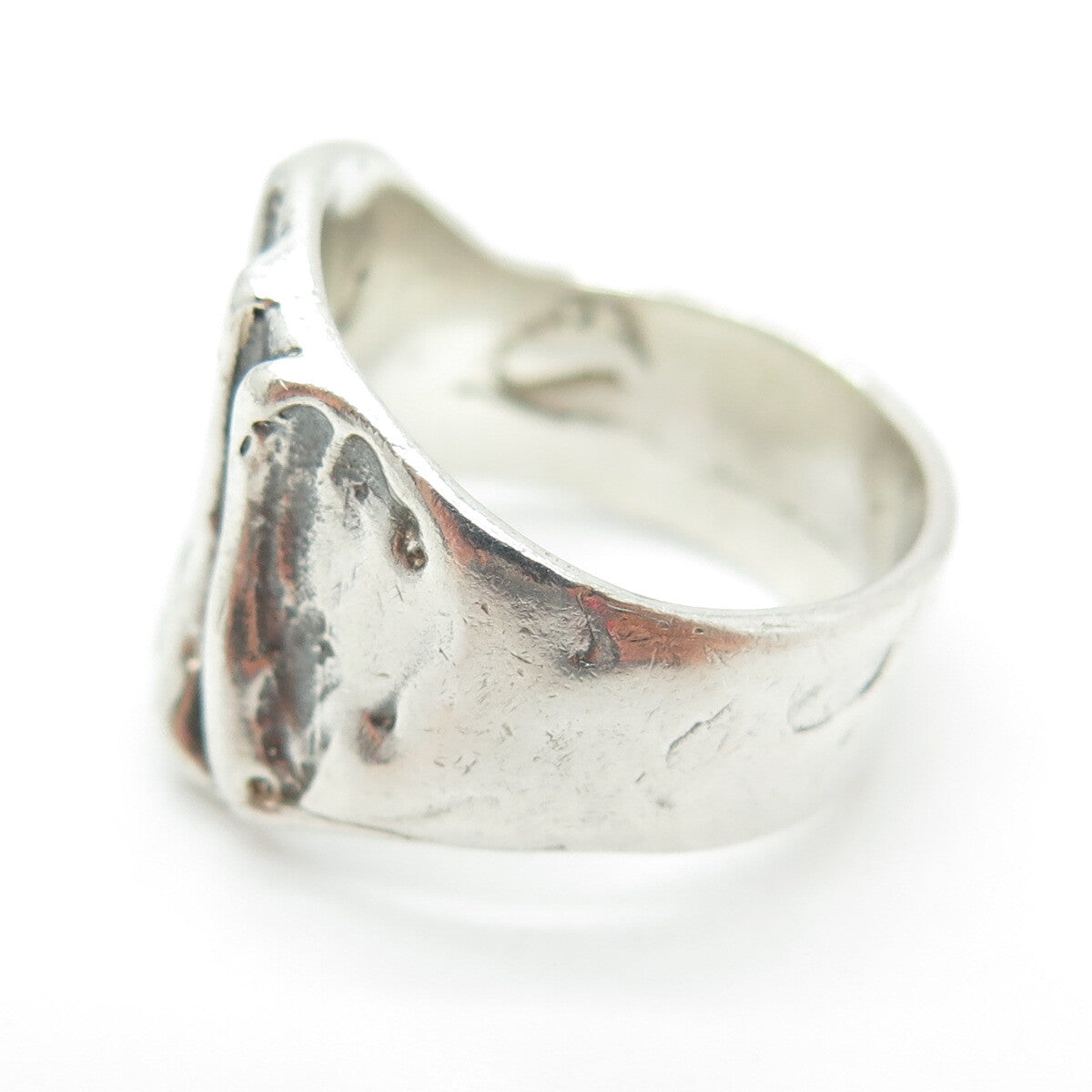 925 Sterling Silver Vintage Ribbed Modernist Ring Size 7.5