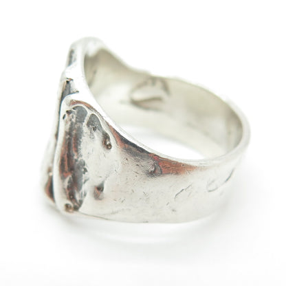 925 Sterling Silver Vintage Ribbed Modernist Ring Size 7.5