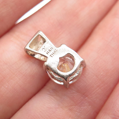 HAN 925 Sterling Silver Vintage Round-Cut C Z Minimalist Charm Pendant