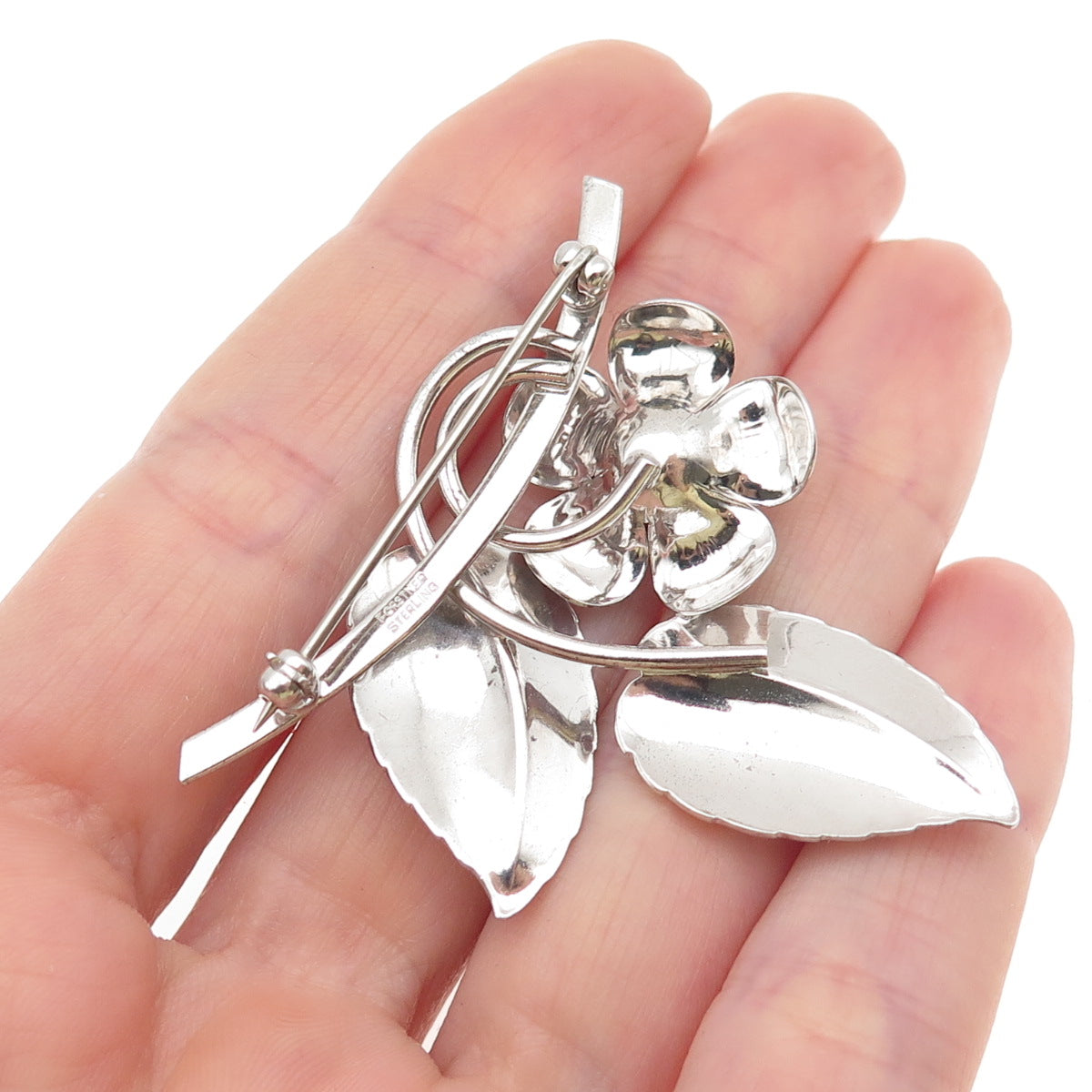 FORSTNER 925 Sterling Silver Vintage Rose Flower Pin Brooch