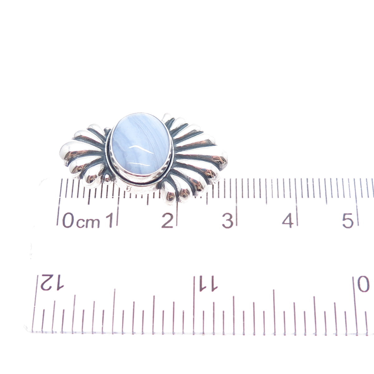 CAROLYN POLLACK Sterling Silver Vintage Real Lace Agate Oxidized Slide Pendant