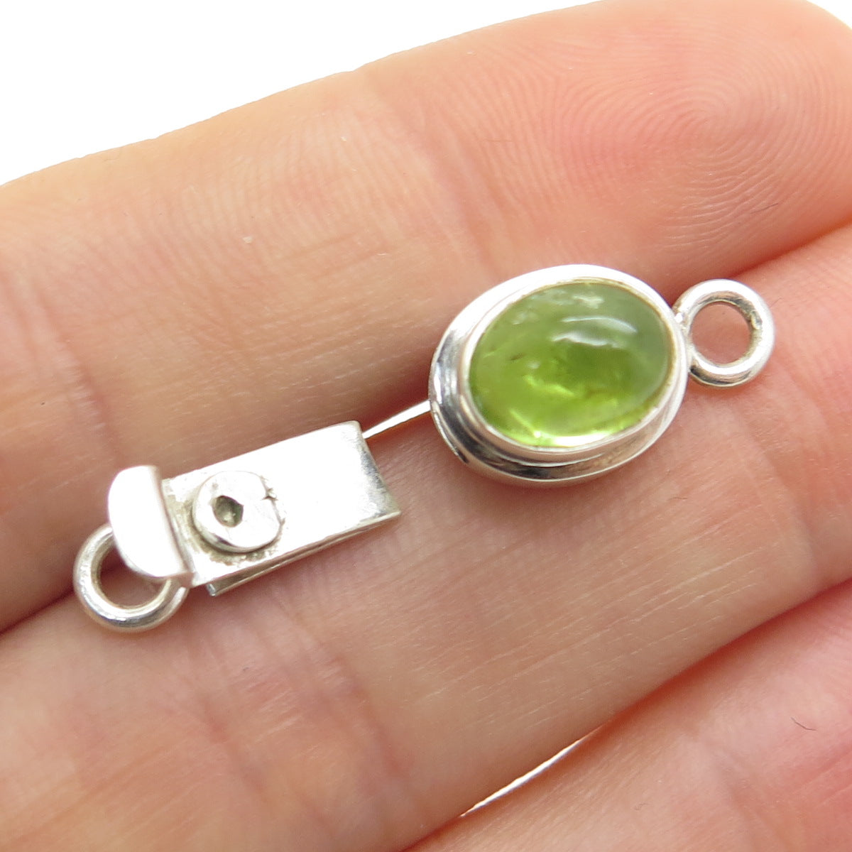 925 Sterling Silver Vintage Real Peridot Bracelet & Necklace Box Lock Clasp