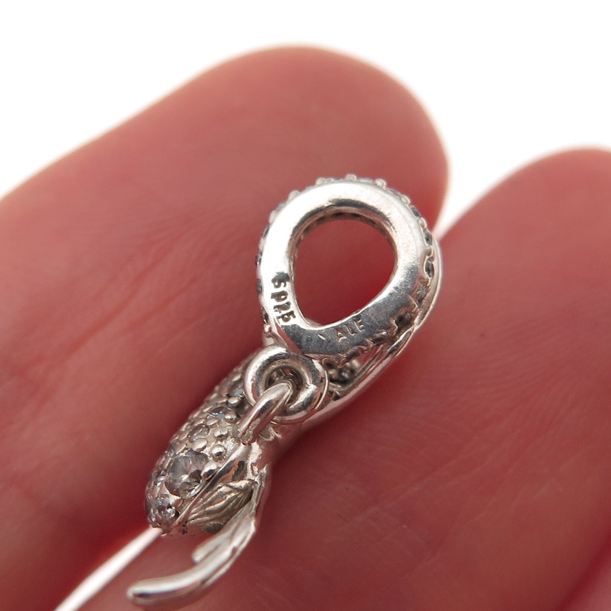 Pandora 925 Sterling Silver C Z Heart & Angel Wings Charm Pendant