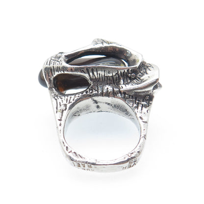 925 Sterling Silver Vintage Israel Real Smoky Quartz Modernist Ring Size 6.75
