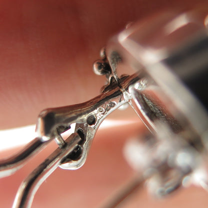 925 Sterling Silver 14K Gold Real Smoky Quartz Beaded Omega Back Earrings