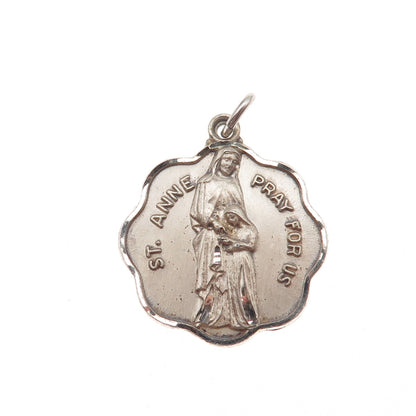 Creed 925 Sterling Silver Vintage Music 1965 St. Anne Oxidized Charm Pendant