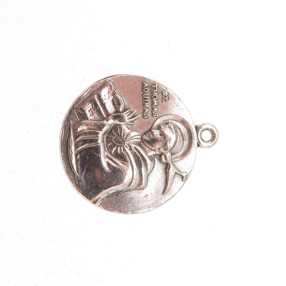 Antaya 925 Sterling Silver Antique Art Deco St. Thomas Oxidized Charm Pendant