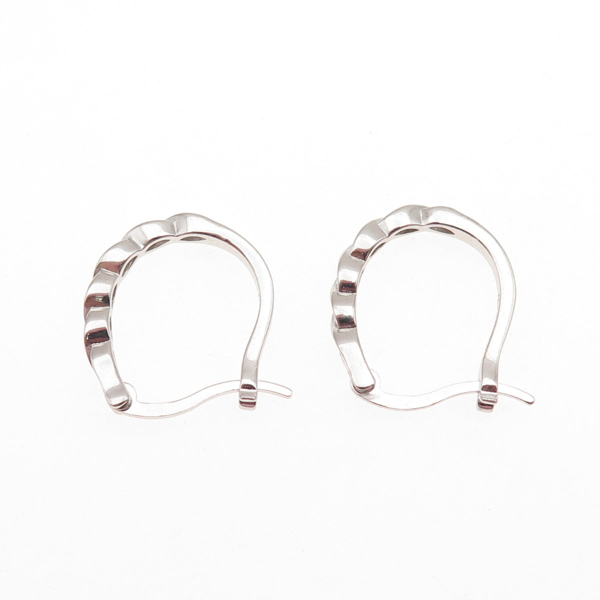 925 Sterling Silver Round-Cut C Z Hoop Earrings