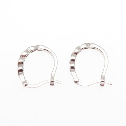 925 Sterling Silver Round-Cut C Z Hoop Earrings
