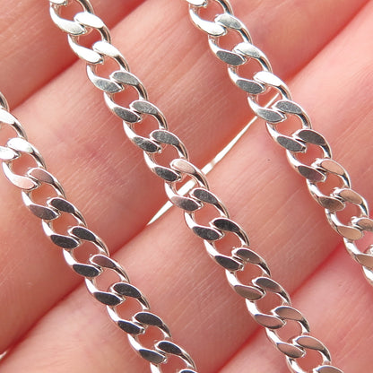 925 Sterling Silver Italy Curb Chain Necklace 18"