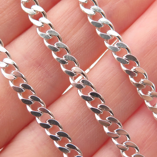925 Sterling Silver Italy Curb Chain Necklace 18"