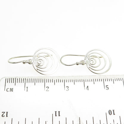 925 Sterling Silver Spiral Dangling Earrings