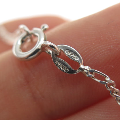 925 Sterling Silver Vintage Italy Figaro Chain Necklace 20"