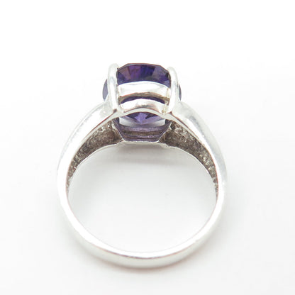 925 Sterling Silver Oval-Cut Purple-Color C Z Ring Size 7