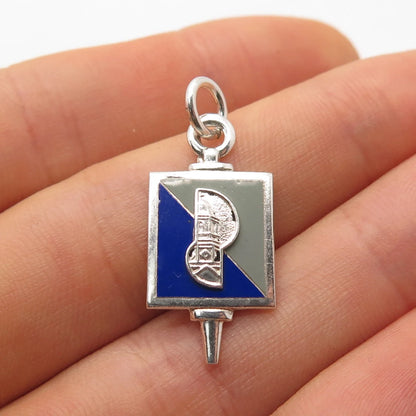 925 Sterling Silver Vintage D.G. Elsen Enamel Church Pendant