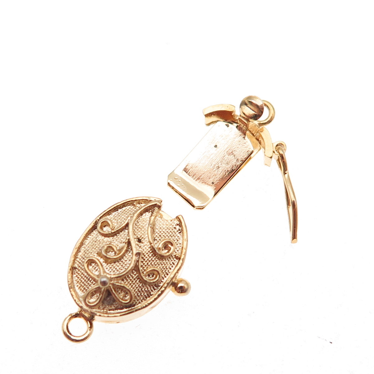 925 Sterling Silver Gold Plated Vintage Bracelet Necklace Floral Box Lock Clasp